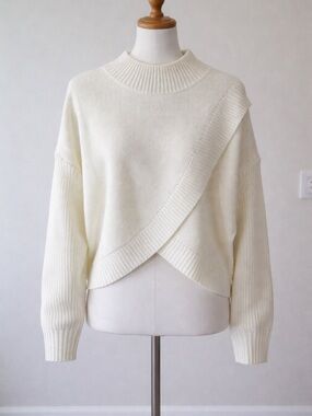 Cream Asymmetric Knit Sweater - Women
